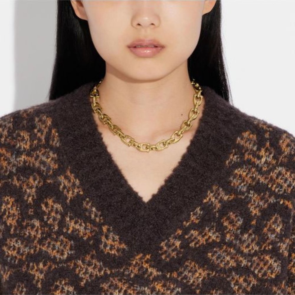 Coach Chunky Signature Chain Link Necklace - Picture 4 of 5